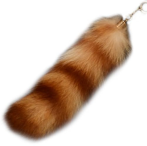 Obelunrp FAUX FOX TAIL, 25cm / 9,8 pouces de trousseau de la queue de renard moelleux, sac suspendu à charme suspendu, décoration de queue Therian pour sac à dos de sac à main (marron)