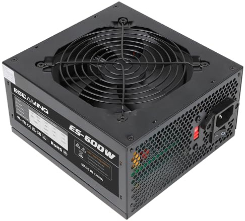 ESGAMING 600W ATX Power Supply with Auto-Thermally Controlled 120mm Fan ATX Gaming Power Supply PSU