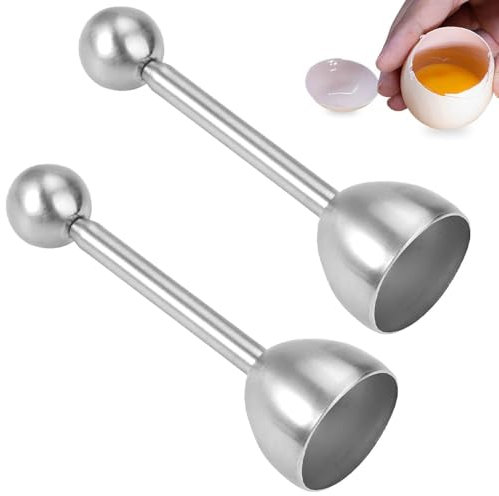 Wzhtuzi 2Pcs Eierköpfer, Eieröffner mit Kugel Edelstahl Eier Cracker Eieröffner Werkzeug für Harte und Weiche Zeitsparend Eierstecher für Rohe und Gekochte Eier, 38mm