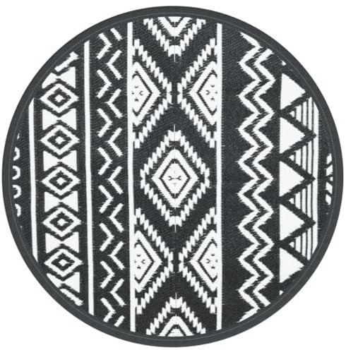 vidaXL Outdoor-Teppich ARAKIL Schwarz Ø120 cm PP