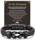 FLHEART Men's Bracelets Gifts for Men - Brown Braided Leather Infinity Knot Bracelets Engraved Letter Love You Forever for Man, Mens Bracelets Gift for Birthday Christmas Anniversary