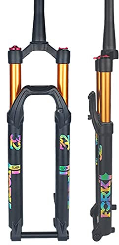 Forcella Ammortizzata pneumatica per Bici MTB da 26/27,5/29 Pollici, Estensione da Viaggio da 120 mm, Perno Passante Regolabile, Forcella Anteriore, Tubo Conico in Discesa con bloccaggio (Colore: co