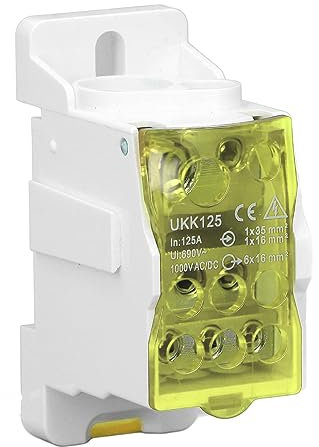 Uadme Scatola di Distribuzione Terminale, UKK-125A C45 Morsettiera Distribuzione su Guida Din, per Armadi di Distribuzione dell'Energia, Scatole di Distribuzione (giallo)