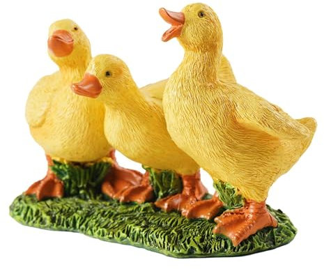 Enten-Gartendekoration, Kunstharz-Entenfiguren, dekorative lustige Entenfigur, kreative gelbe Entenstatue für Haus und Garten