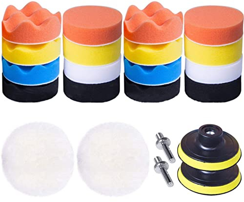 BAFOVY 22-teiliges Polierschwamm-Pad-Set, Waschbares, Wiederverwendbares Polierschwamm-Pad Zum Wachsen und Versiegeln von Autos, Zum Wachsen, Polieren, Versiegeln von Lacken, Reinigen