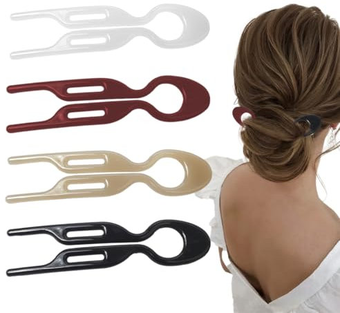 EYVRPAU 4pcs Forcella per capelli,Forcina,Perni francesi con forchetta per capelli,Elegante forcina a forma di U,Forcine per capelli stile vintage francese per acconciature