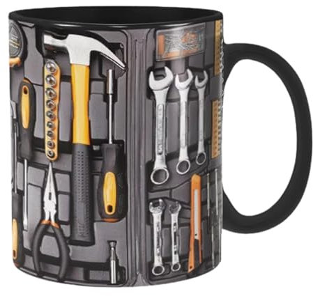 Shurzzesj Mechanic Toolbox Mug | Mechanic Coffee Mug | Tool Box Mechanic Mugs | Ceramic Coffee Mugs with Handle | Funny Mechanic Toolbox Coffee Cup for Engineer Men Him Dad Black
