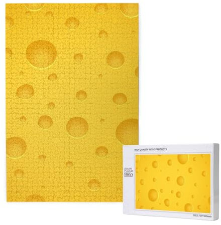 Yellow Cheese, Jigsaw Puzzles 1000 Pieces Wooden Jigsaw Toy Family Game Wall Decor for Adults Teens