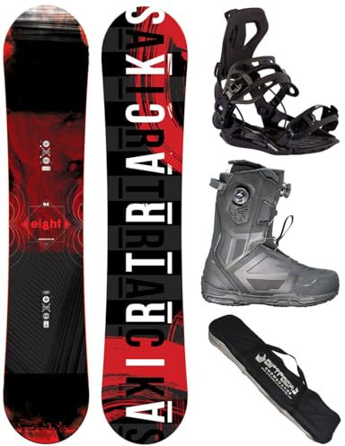 Airtracks Snowboard-Set Herren Snowboard Wide Eight Freestyle Freeride 164 - Snowboard Bindung Master - Softboots Master Pro Dual ATOP 46 - SB Bag