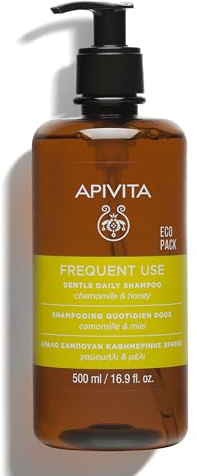 APIVITA Champú suave para uso diario, hidrata y calma con manzanilla y miel, sin silicona, 500 ml