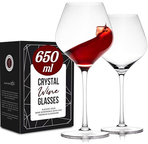 Gusto Nostro Set di 2 Calici Vino in Cristallo, 650 ml - Bicchieri Vino Rosso e Bianco a Stelo Lungo Moderni, Lavabili in Lavastoviglie, Eleganti e Raffinati - Per Matrimoni, Cene, Feste