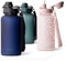 MAMEIDO Gourde 1l avec Paille & Marqueur de Temps de Motivation, Gourde Sport avec Dragonne, Gourde Enfant étanche, Bouteille d'eau sans BPA, Water Bottle (Dark Night, 1000ml)