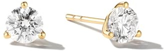 FANCIME Rund Lab-Grown Diamant Ohrringe im 3-Zackenfassung aus Solide 14 Karat Gelb Gold Ohrringe Ohrstecker Geschenke Feiner Schmuck für Damen Sie (D-E Farbe, VS Clarity)