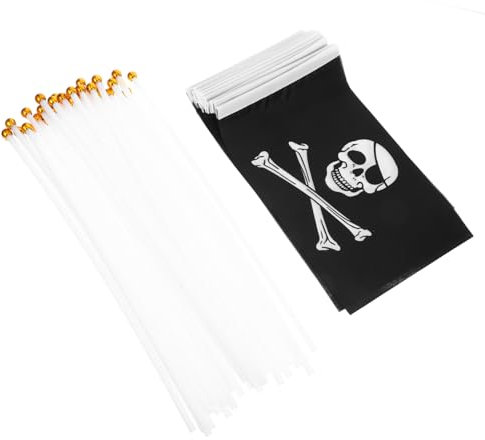 CIMAXIC 30stücke Praktische Handflaggen Kleine Piratenflaggen Totenkopfflaggen Schüttelflaggen Für Halloween-partys Dekoration Für Innen Und Außennutzung