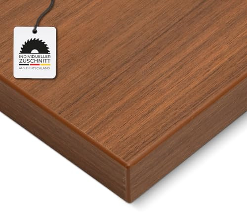 HausFux Spanplatte nach Maß - 2,5 cm stark, melaminbeschichtet, mit ABS-Kante - Made in Germany - für Möbel- und Innenausbau (Madison Walnuss, 60 x 30 cm)