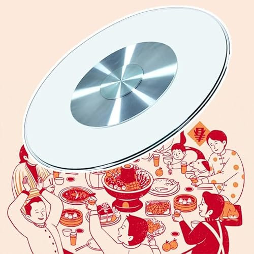 Grand plateau tournant de 35 pouces 40 pouces en verre trempé plateau rotatif pour table à manger plat de service rond transparent à 360° parfait pour le divertissement et le service (70 cm 28 pouces)
