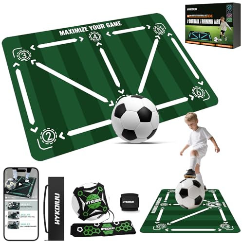 Fussball Matte Mit Fussballtrainer 90x60cm Rutschfest Silent Fussballmatte Training Kinder – Trainingsmatte Für Ballkontrolle & Schritt-übungen Stoßdämpfende Fußball Trainingsmatte Trainingszubehör