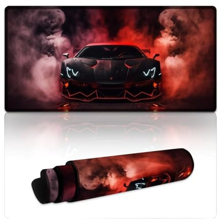 Tapis de Souris de Jeu Extra Large (30 x 60 x 0,3 cm), Motif Voiture de Sport, antidérapant, pour Ordinateur Portable, décoration de Maison ou de Bureau