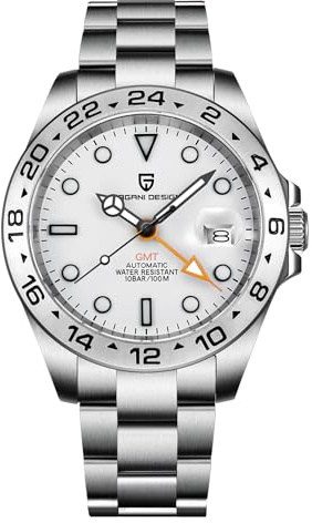 Pagani Design Automatik Uhr Herren GMT Zeiger Edelstahl Saphirkristall Automatikuhr Wasserdichter Kalender Leuchtende Herrenuhren
