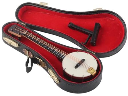 Pssopp Miniatur -Banjo -Modell, Basswood Construction Mini Musical Instrument Collection Dollhouse Accessoires für Geschenke Spielzeugdekoration