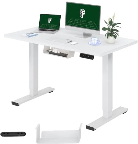 FLEXISPOT ONE PIECE Electric Standing Desk, Sit Stand Table Height Adjustable Desk with Memory Smart Pannel for Home Office, 100 x 60 cm White