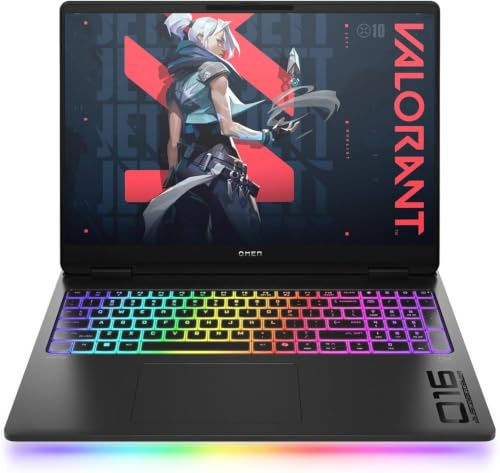 HP HyperX Omen 16-ah0005sf Ordinateur Portable Gaming 16 2.5K OLED, PC Portable Gamer (Intel Core Ultra 9-275HX, RAM 32 Go, SSD 1024 Go, RTX 5080 16GB VRAM, Windows 11), Laptop Noir, AZERTY