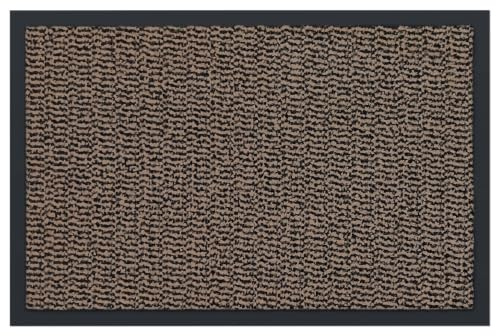 Carpet Diem Fußmatte Braun-Schwarz, 80x120 cm, rutschfeste Schmutzfangmatte | Fußmatte Eingangsbereich, Innen & außen, rutschfeste Türmatte, Schmutzfang Teppich für Haustür, Fußabtreter Qualität aus EU