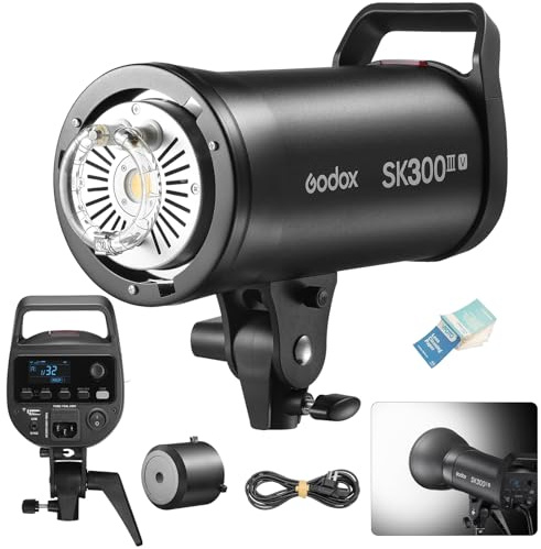 GODOX SK300III-V Flash de Studio, SK300IIIV 300Ws GN58 Strobe Light avec Lampe Modèle 10W, Temps de Recyclage de 0,1s a 1,5s, Bowens Mount, Système X sans Fil 2.4G