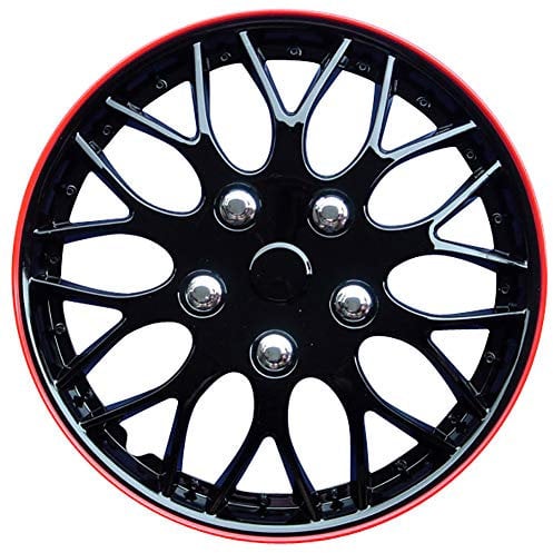 AUTO-STYLE Satz Radzierblenden Missouri 13-Zoll Schwarz/Rot unrandet