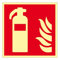 Brandschutzzeichen - Brandschutzschild Feuerlöscher Kunststoff nachleuchtend selbstklebend 200 x 200 mm