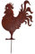 Crispe Gartenstecker Dekoration Edelrost - Hahn - Metall rostige Dekofigur - Höhe 51 cm