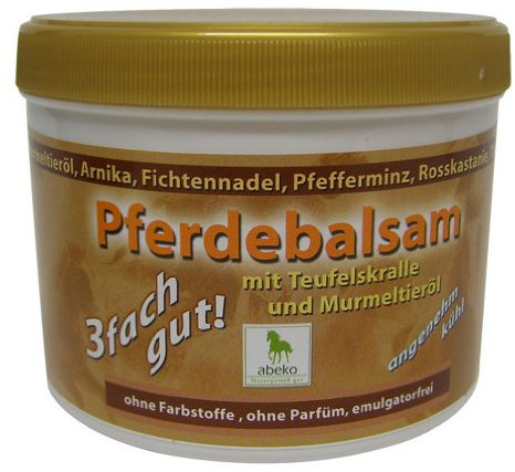 4 Dosen Tiegel abeko Pferde Balsam mit Teufelskralle & Murmeltieröl 500 ml