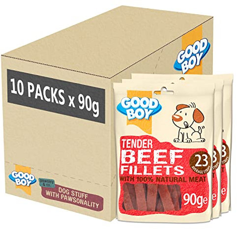 Good Boy Deli Dog Treats Tender Beef Fillets 90g x 10 Packs