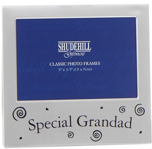 Shudehill Giftware Satin Silver Grandad Photo Frame 5x3 | Classic silver photo frame gift for a much-loved grandad