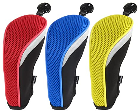 Andux Set di 3 copritesta ibrida da da golf a collo corto con quadrante n