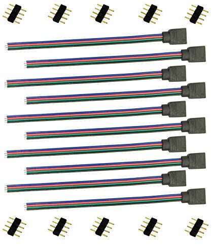 LITAELEK 10pcs 4 Polig RGB LED Streifen Verbinder Kabel LED Strip Controller Anschlusskabel LED Stripe Kabelverbinder LED Band Schnellverbinder Jumper für SMD 5050 3528 2835 RGB LED Strip, 15cm Lang