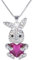 Clearine Collier Animal Femme Pendentif Lapin Mignon avec Cœur de Cristal Cordiforme Raffiné Strass Cadeau Ton d'argent Rose