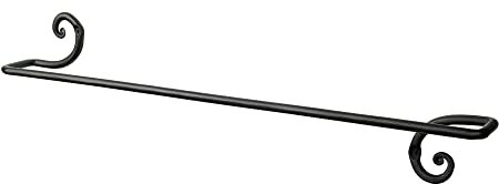 RTZEN Farmehouse Porte-Serviettes de Salle de Bain – Barre Porte-Serviettes en Fer forgé Noir Mat – Barre de Fixation Murale – Décoration d'intérieur et de Cuisine – Barre Faite à la Main (61 cm –