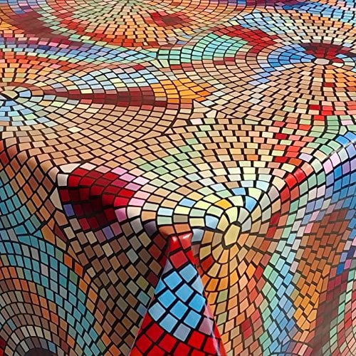Wachstuch Mosaik Bunt Steine Breite & Länge wählbar abwaschbare Tischdecke Eckig 120 x 220 cm