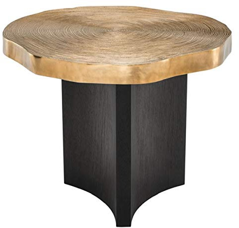 Casa Padrino Luxus Beistelltisch Messingfarben/Schwarz Ø 63,5 x H. 50,5 cm - Luxuriöser Beistelltisch mit Tischplatte im Baumscheiben Design
