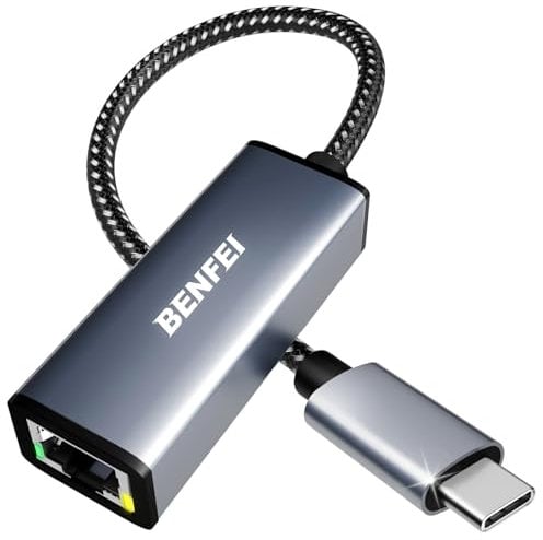 BENFEI Adaptateur USB-C vers Ethernet, USB Type-C (Thunderbolt 3) vers RJ45 LAN Compatible pour MacBook Pro 2019/2018/2017, MacBook Air et Plus