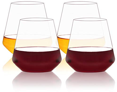 COOKY.D Vasos de zumo de agua Tazas irrompibles de plástico Tritán adecuadas para whisky de vino, aptas para lavavajillas, perfectas para el hogar, picnic y fiestas,Set of 4, 17oz