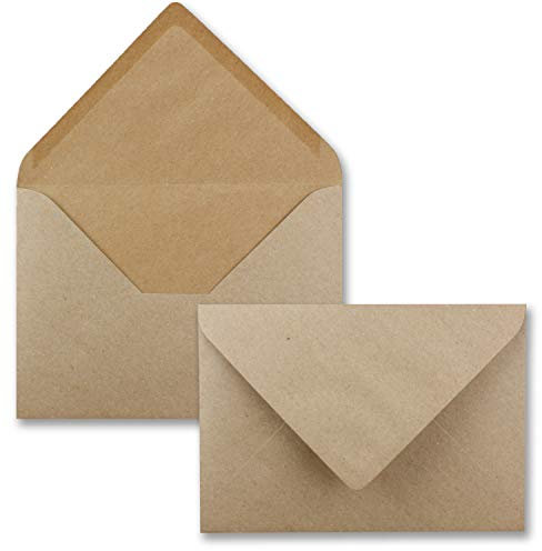 1000x Briefumschläge B6-17,6 x 12,5 cm - Kraftpapier - Nassklebung mit spitzer Klappe - 120 g/m² - Für Hochzeit, Gruß-Karten, Einladungen