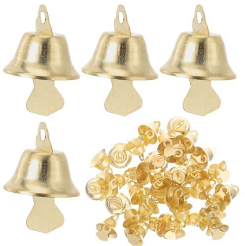 VALICLUD 100Pcs Campane Dorate Campane Natalizie Jingle Mini Artigianali in Ottone Vintage per lli Eolici Natalizi (Diametro 14 Mm)