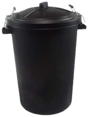 KetoPlastics Outdoor Waterproof Food Bin With Clip Locking Lid black, waste bin, dustbin, council bin (80L Black with metal handles)