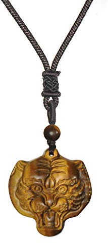 Thajaling Tigerkopf Anhänger Tigerauge Steinschutz Amulett Halskette Natürliche Heilung Kristall Edelstein Halskette für Männer Frau