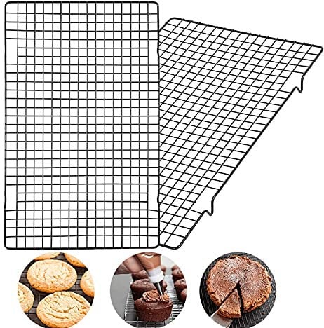Cooling Racks, 2pcs Grill Rack for Baking Tray Oven Roasting Cooking, 41cm Large Cake Loaf Cooling Wire Rack, Non Stick Stainless Steel Cooling Mesh Pizza Bread Cake Baking (2PCS-41CM)