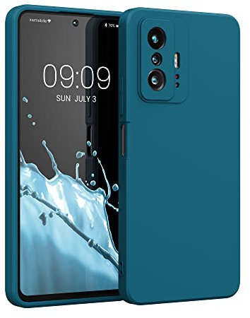 kwmobile Hülle kompatibel mit Xiaomi 11T / 11T Pro Hülle - gummierte TPU Silikon Handyhülle - Schutzhülle für kabelloses Laden - Case in Karibikblau
