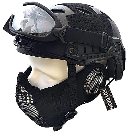 Taktik PJ Typ Airsoft Fast Helm und Faltbare Half-Face Mesh-Gehörschutz Maske mit Brille Full Face Protection Set