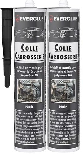 Everglue Colle de montage carrosserie 1K MS, UV résistante, noire, adhésif extra puissant, élastique, pour collage et étanchéité véhicules, camionnettes, camping-cars